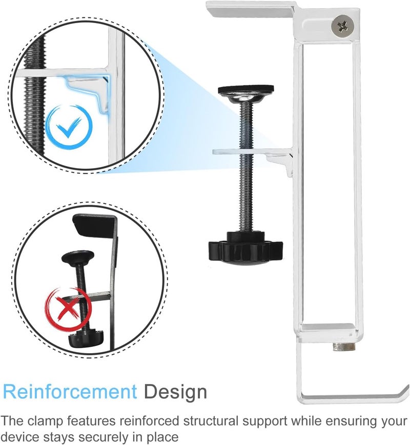 IFCASE Adjustable Desk Side Laptop Mount Holder with Headphone Hook, No Drill Desk Storage Organizer (White) - Image 3